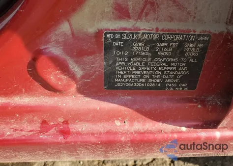 2013 Suzuki Sx4 Le z USA, uszkodzony, nr VIN JS2YC5A32D6102814